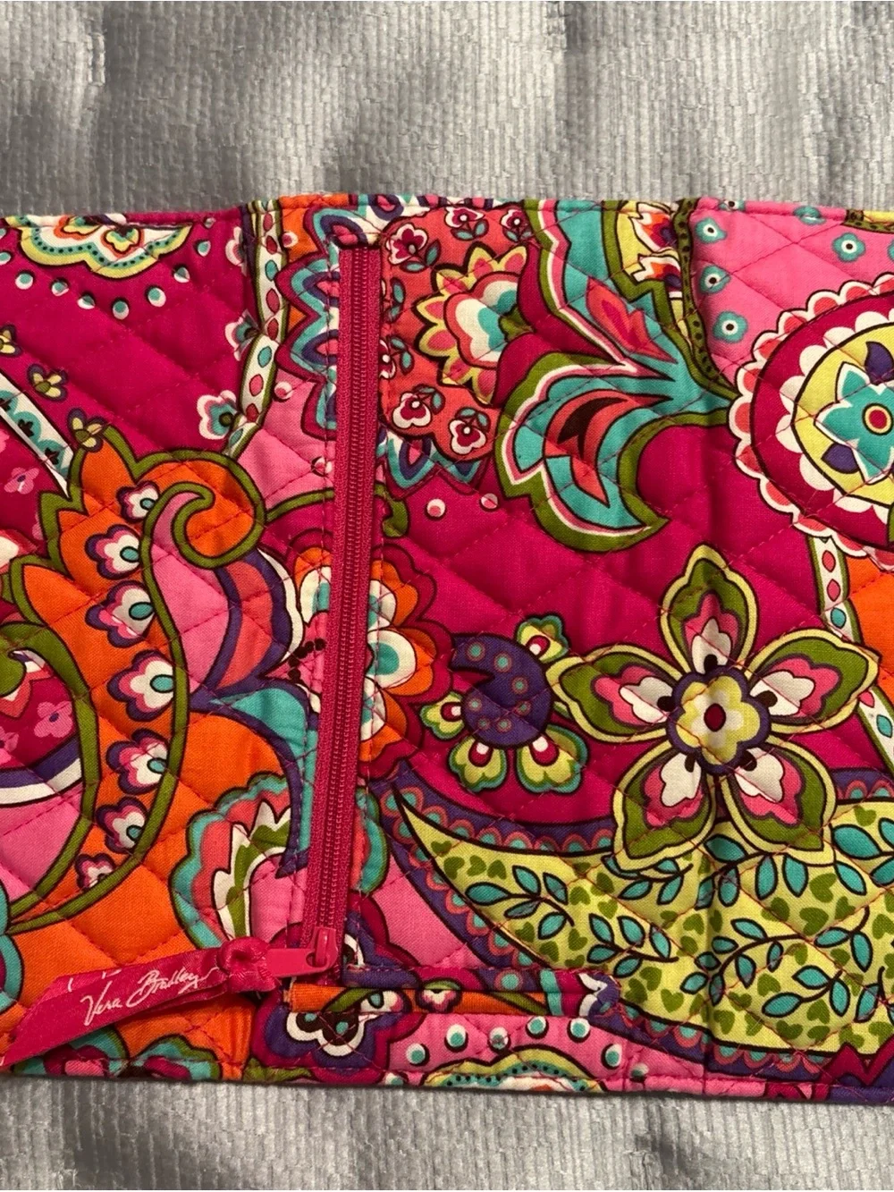 Vera Bradley Hot Pink Quilted Floral Zip wallet pink swirls